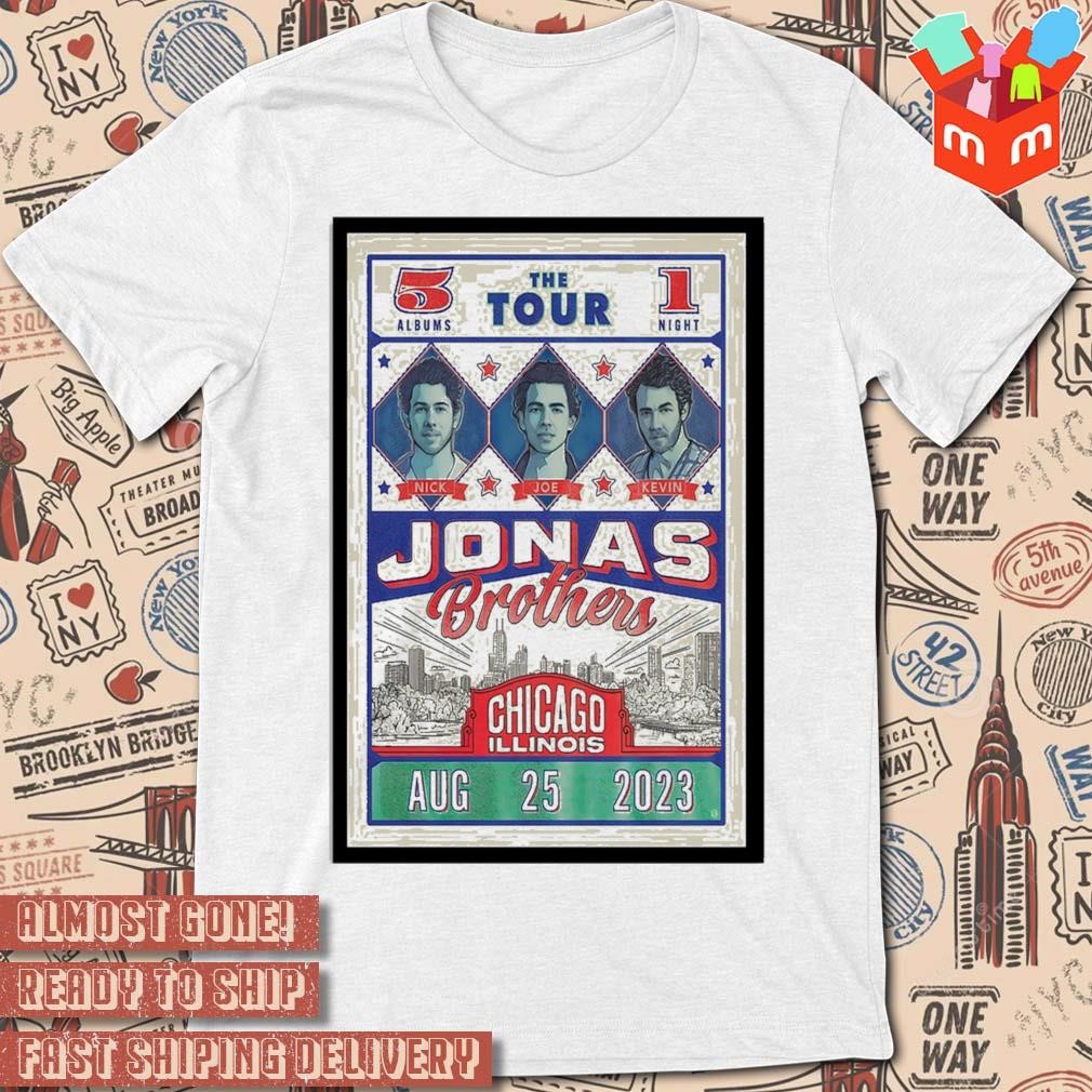 Jonas brothers the tour Chicago Illinois 08.25.2023 photo poster design t-shirt