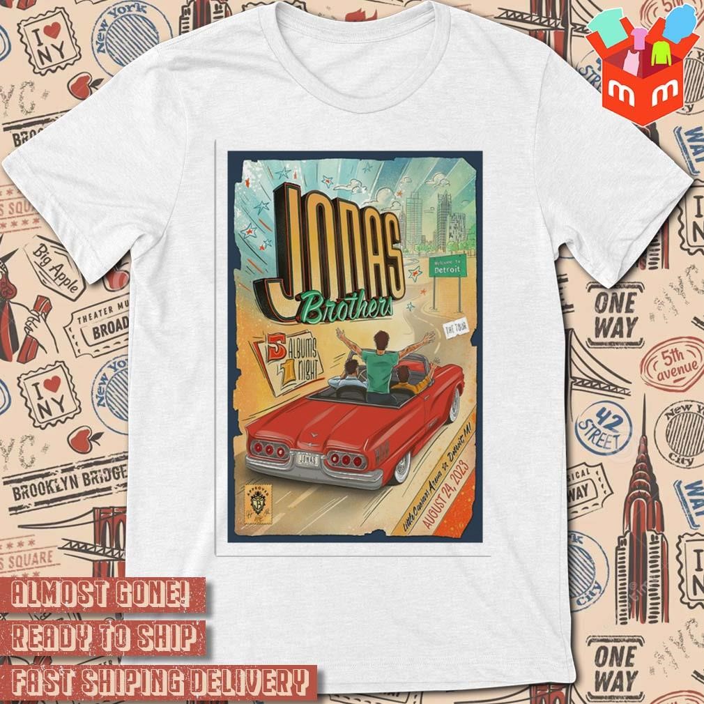 Jonas brothers tour Detroit MI 2023 art poster design t-shirt
