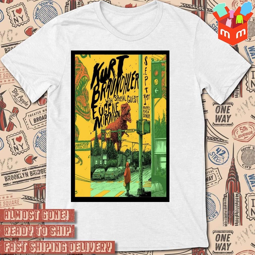 Kurt Braunohler Eugene Mirman With Special Guest Ralph's Rock Diner Worcester MA September Tour 2023 art poster design T-shirt