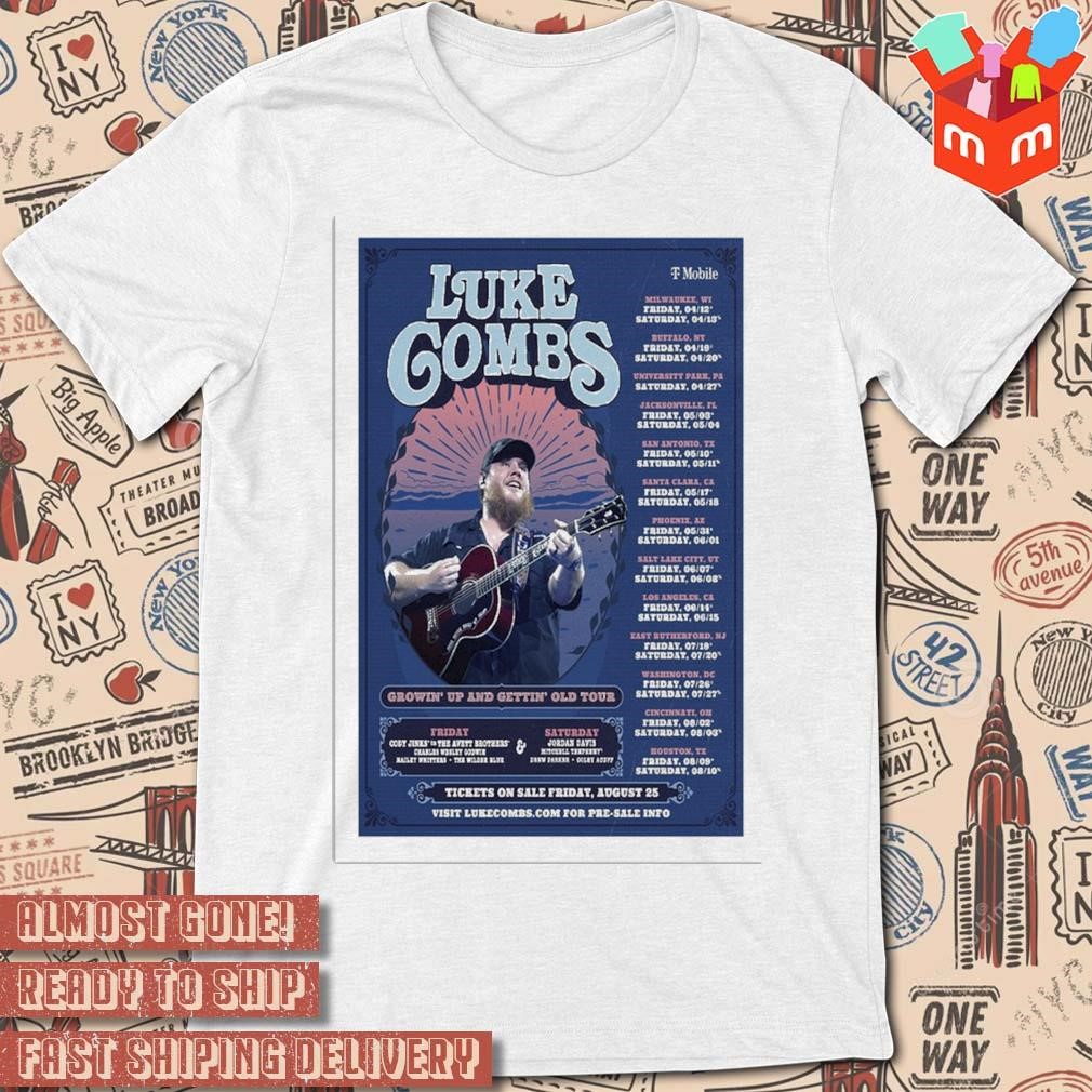Luke Combs growin' up and gettin' old august tour 2023 photo poster design t-shirt