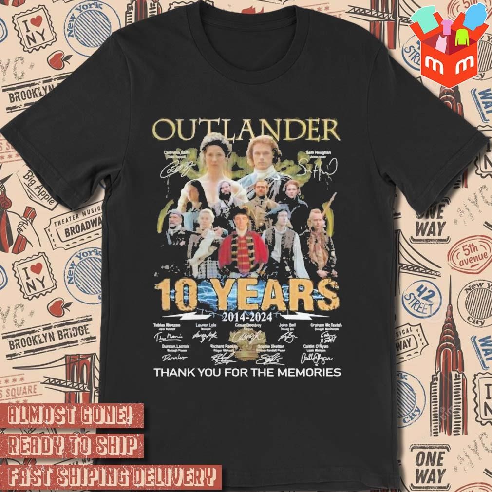 Outlander 10 Years 2014- 2024 Thank You For The Memories signatures photo design T-shirt
