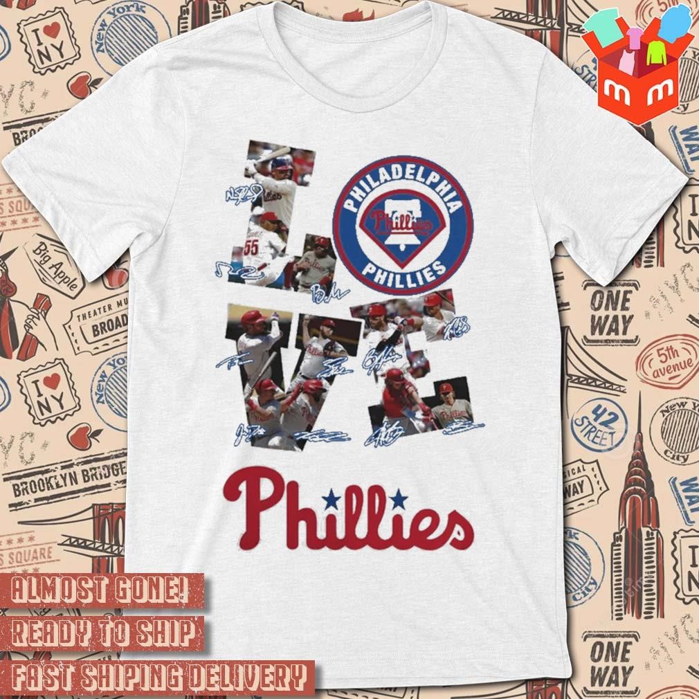 Philadelphia phillies love team light blue design personalized baseball jersey signature art design t-shirt