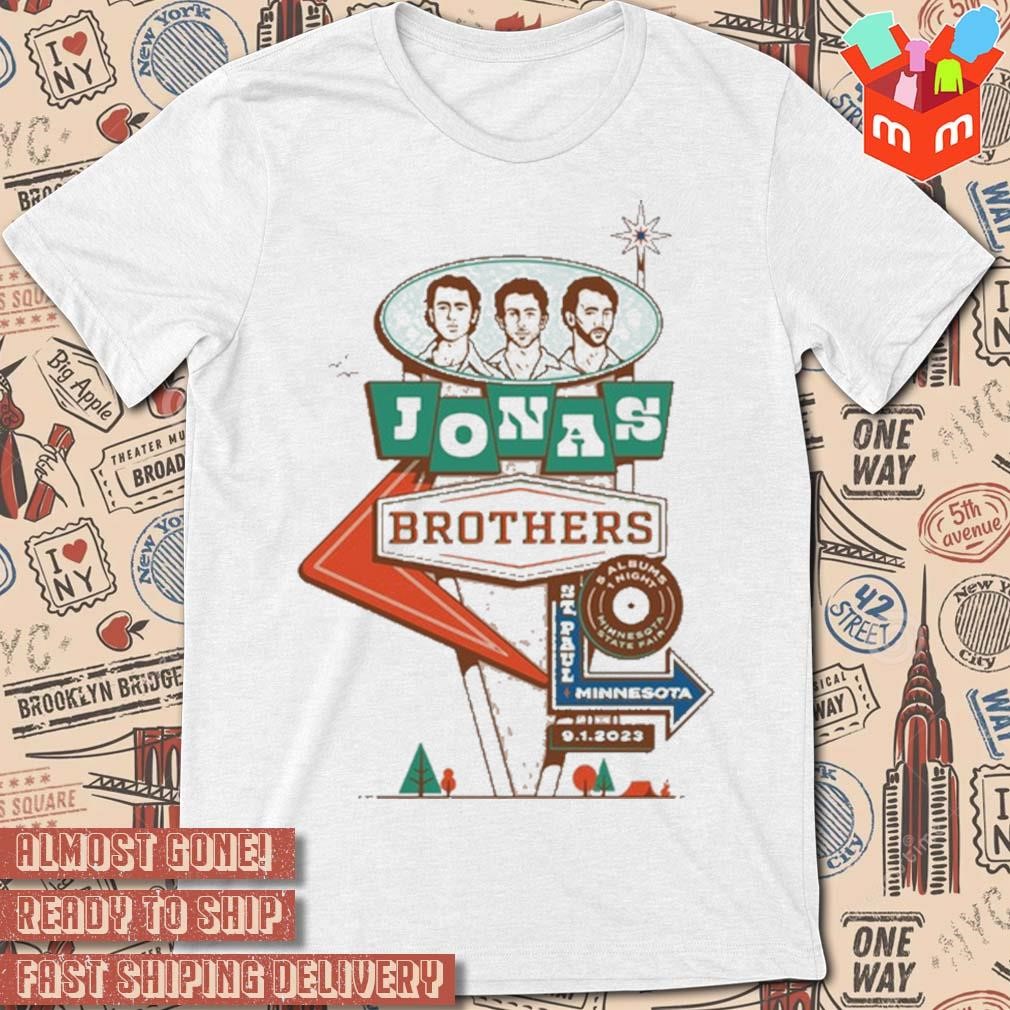 September 1 2023 Jonas brothers 5 albums 1 night St Paul art design t-shirt