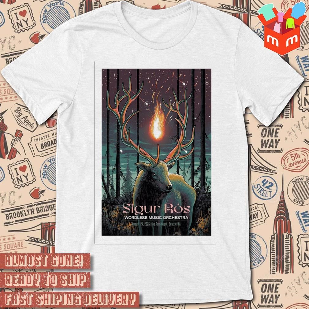 Sigur rós poster wordless music Orchestra the paramount Seattle WA august 24 2023 art poster design t-shirt