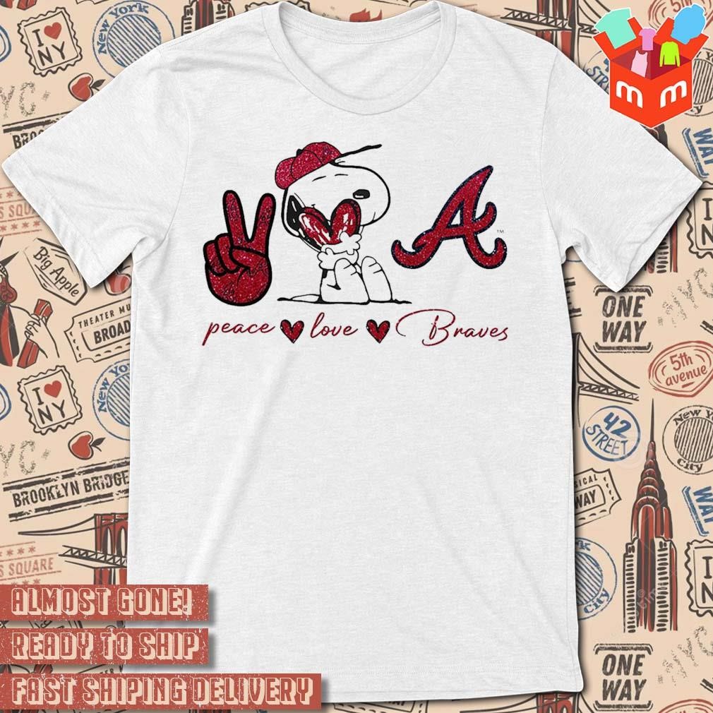 Snoopy Atlanta braves peace love braves art design t-shirt