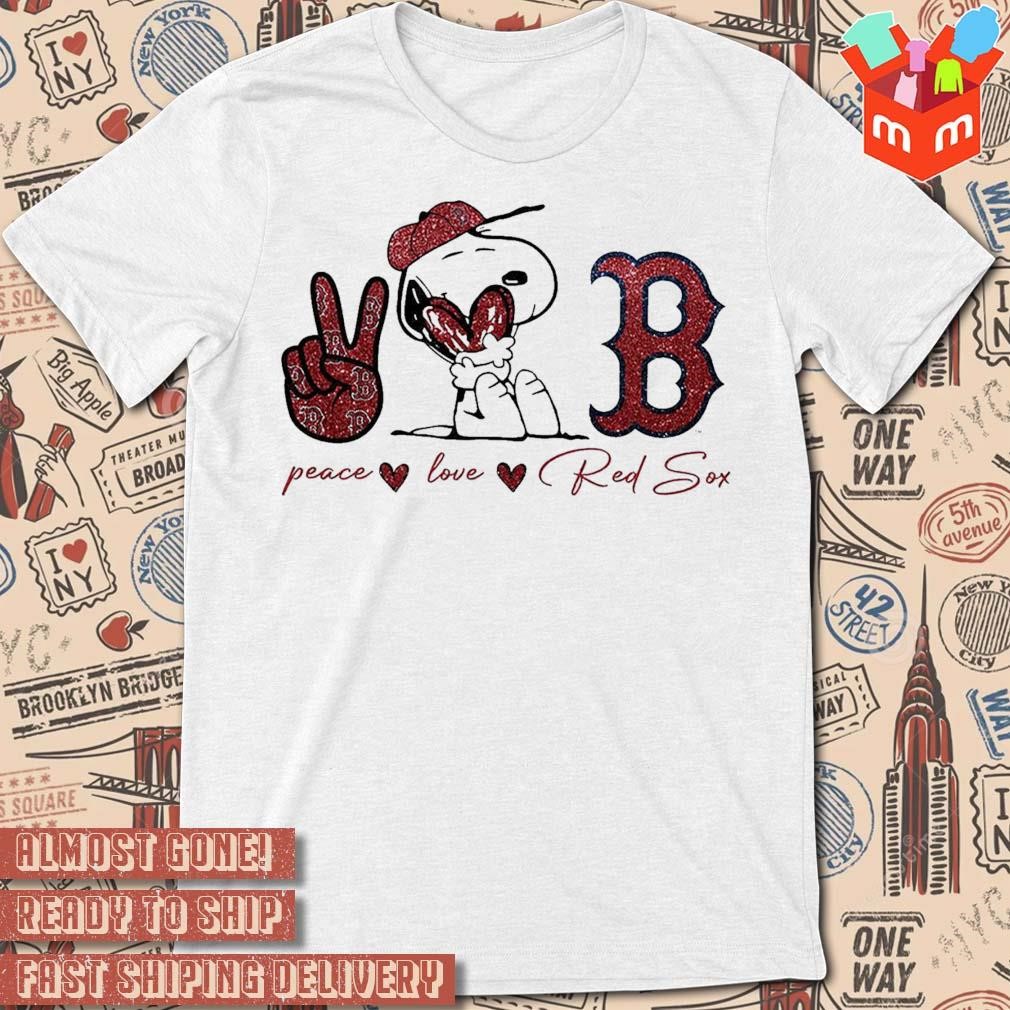 Snoopy Boston red sox peace love red sox art design t-shirt