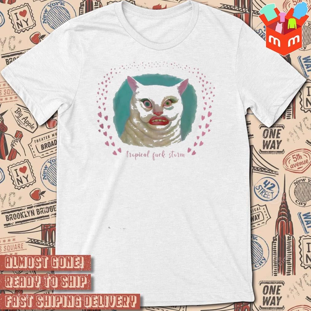 Tropical fuck storm cat lips art design t-shirt
