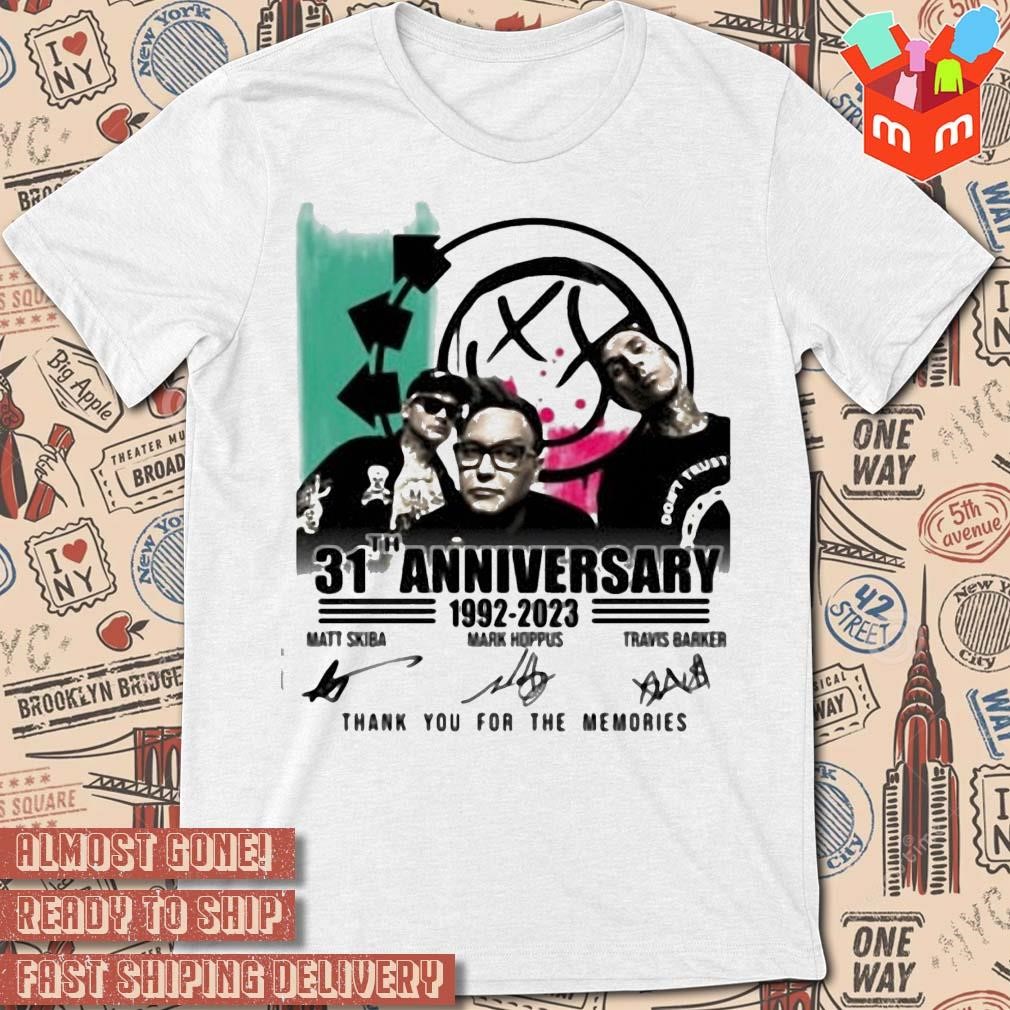 Blink 182 31th anniversary 1992 2023 thank you for the memories photo design t-shirt
