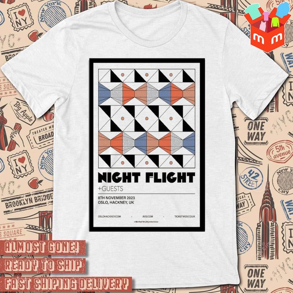 Night flight november 8 2023 Oslo Hackney art poster design t-shirt