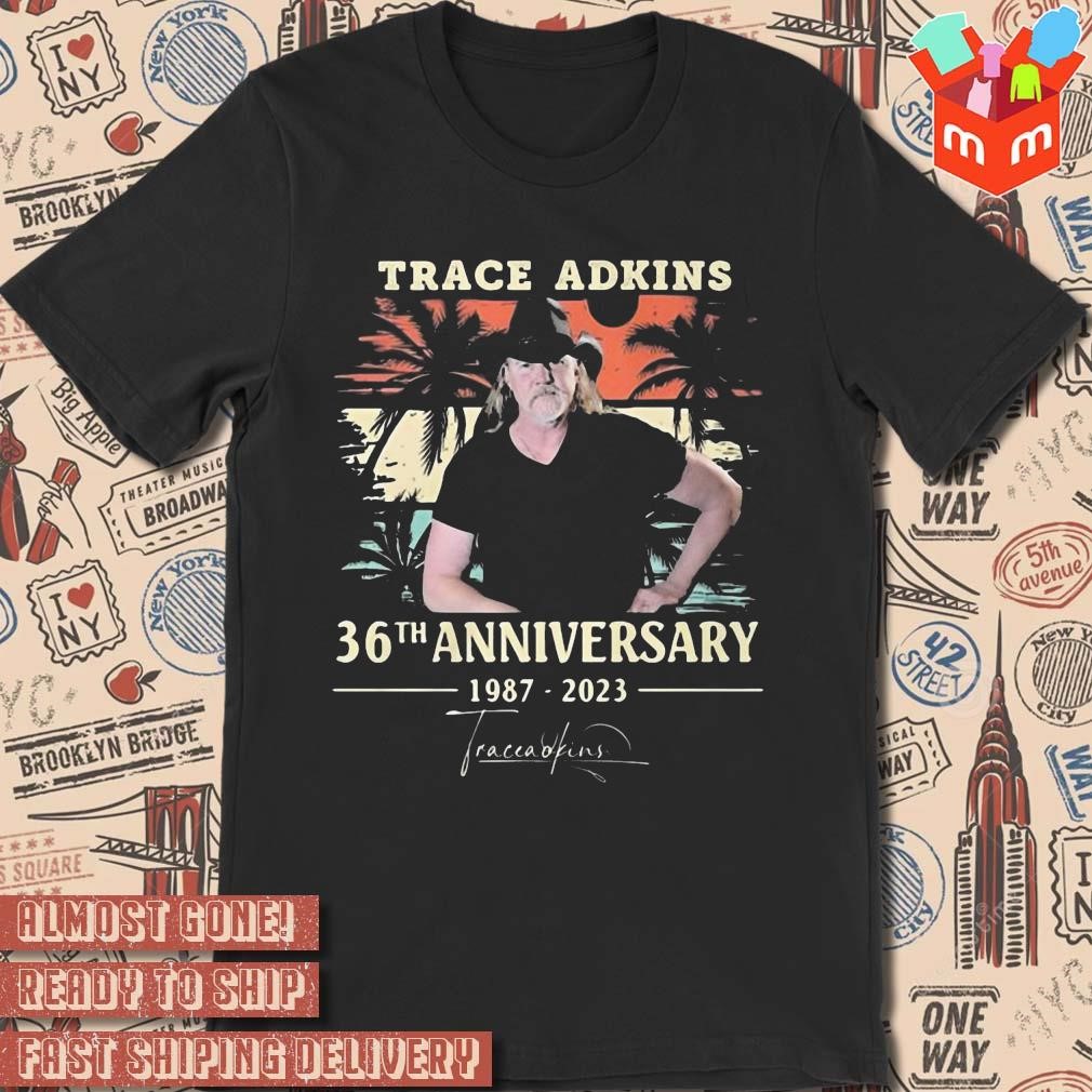 Trace adkins 36th anniversary 1987 2023 signature photo design t-shirt