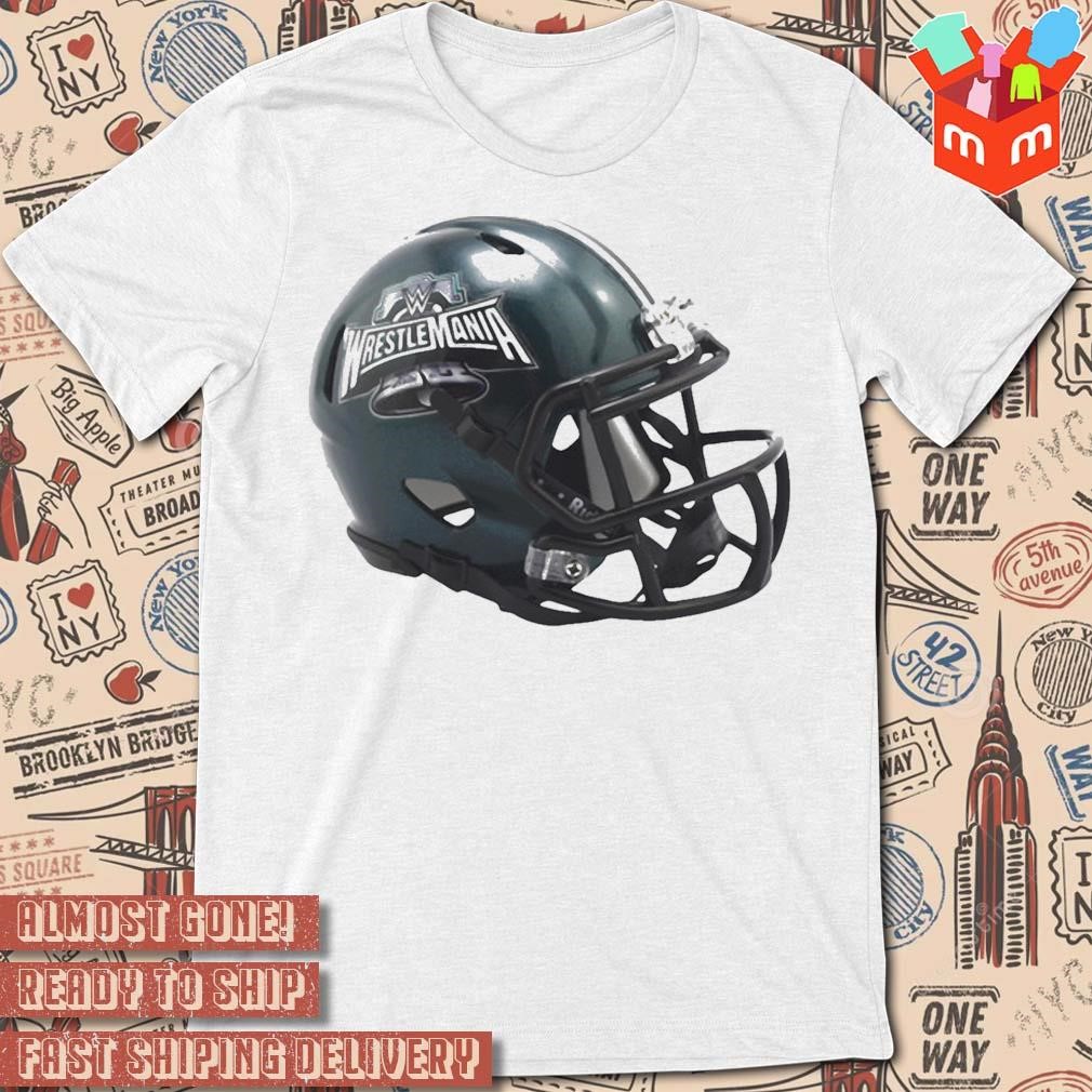 Wrestlemania 40 riddell speed minI helmet wwe collab with NFL philadelphia eagles t-shirt