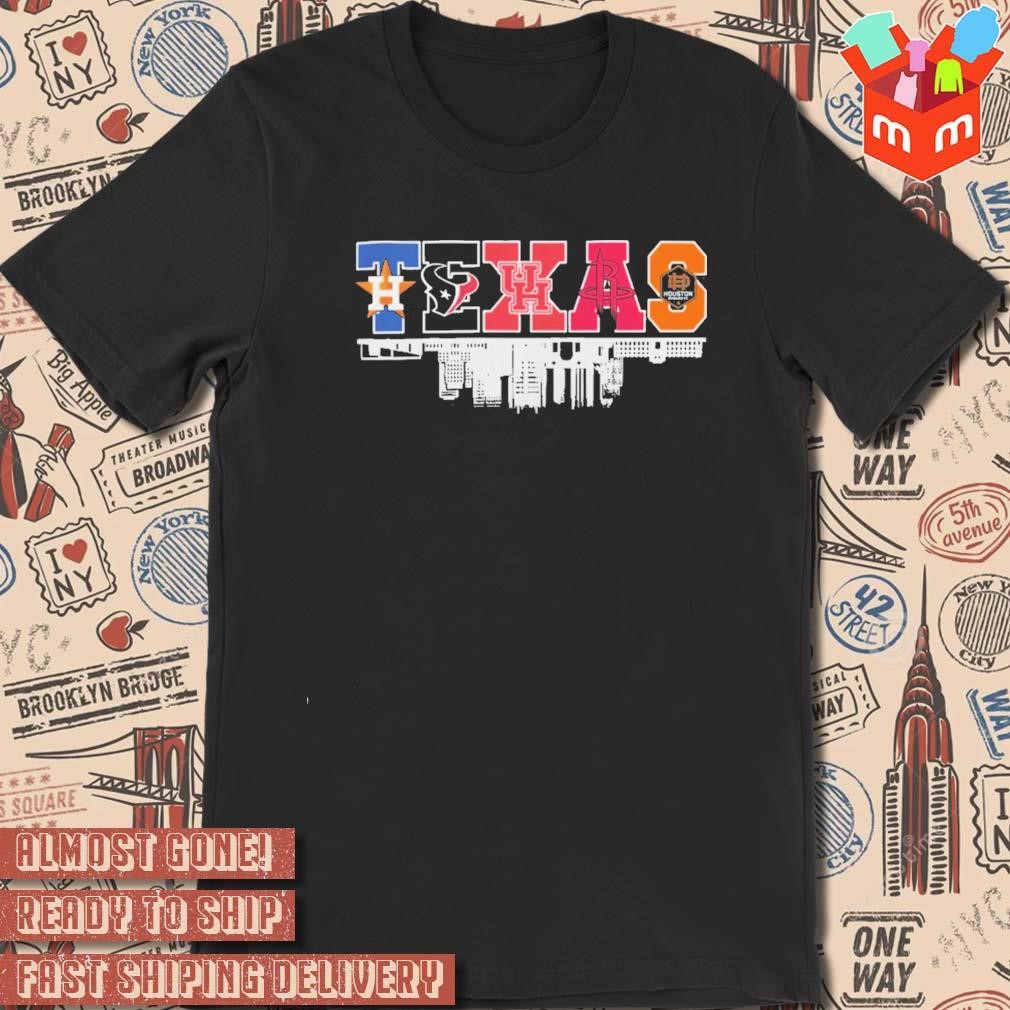 The Texas City Sports Teams Houston Texans Logo city line t-shirt