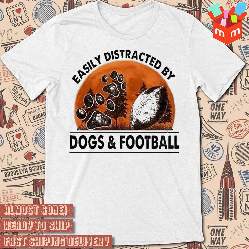 Easily distracted by dogs and football vintage T-shirt