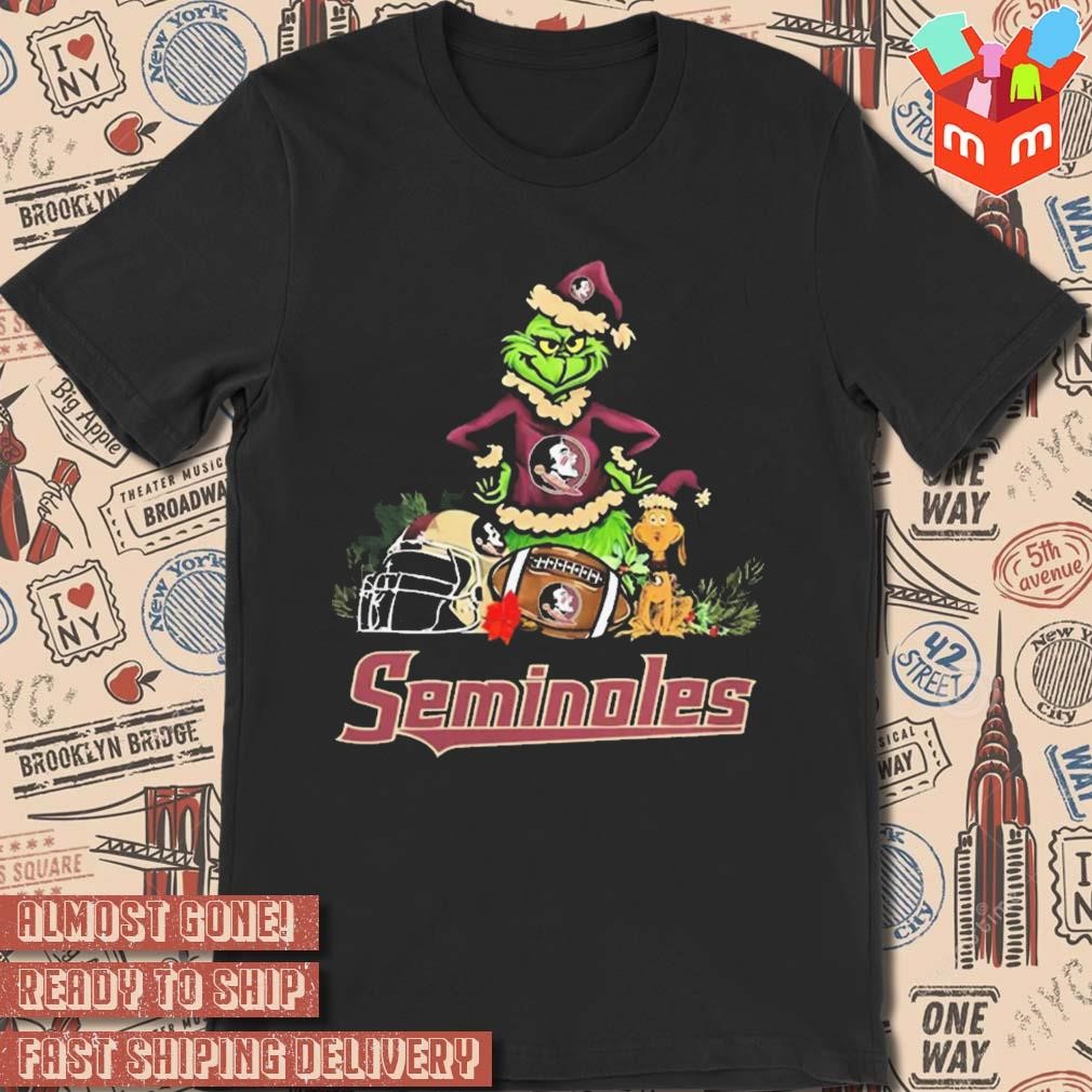 Florida State Seminoles Santa Grinch And Dog Merry Christmas T-shirt