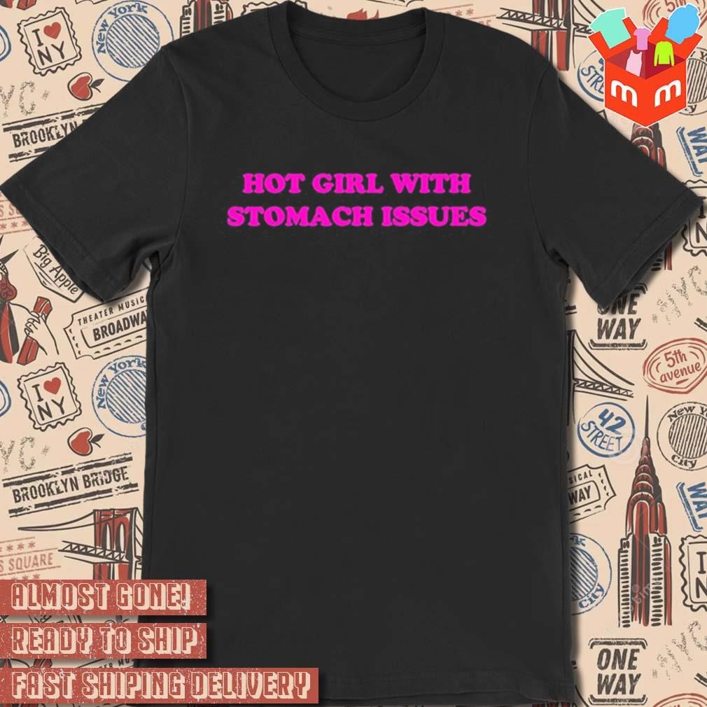 Hot girl with stomach issues pink t-shirt