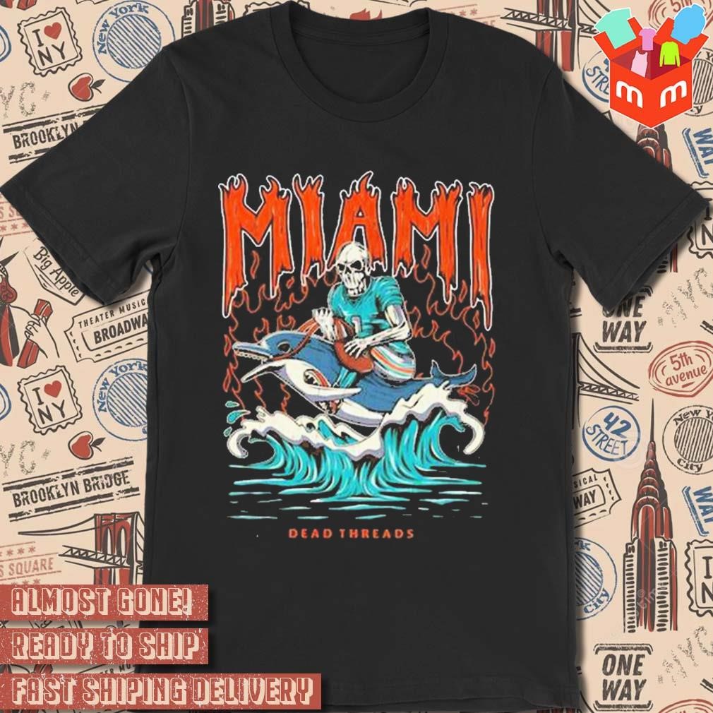 Miami Dolphins Football skeleton dead threads t-shirt