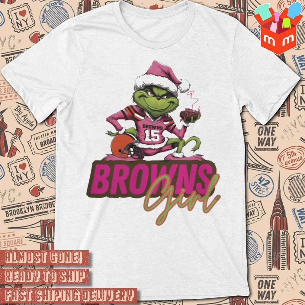 Santa Grinch Cleveland Browns Girl Christmas T-shirt