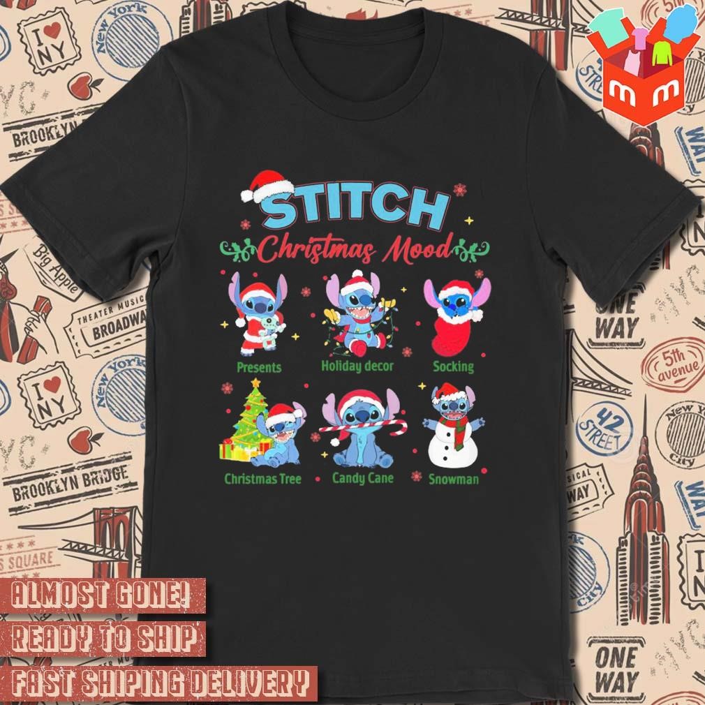 Stitch Christmas mood presents hodiday decor socking 2023 T-shirt